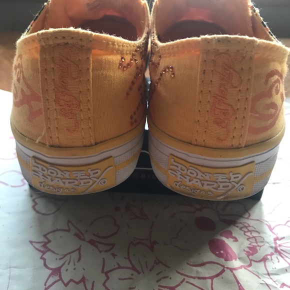 Ed Hardy Yellow/Orange Women Canvas Sneakers - Picture 4 of 14